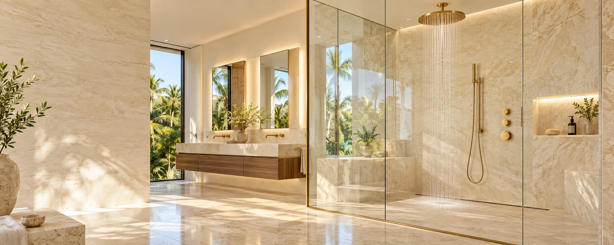 Luxury bathroom design inspiration with brushed-gold fixtures